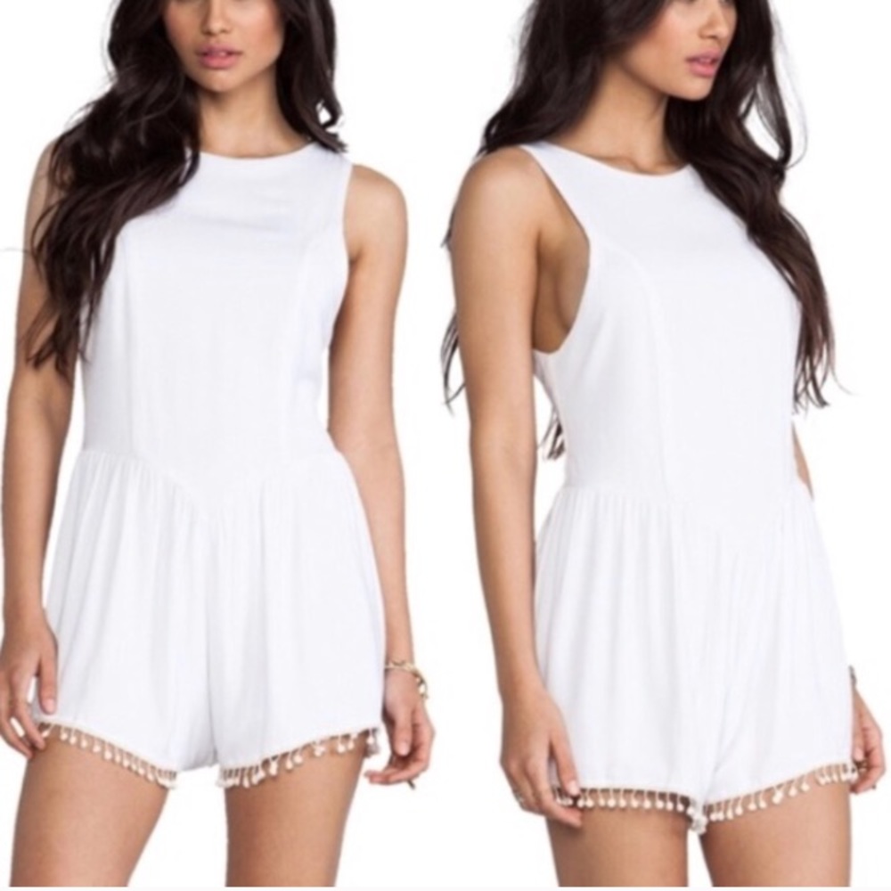 NWT! For Love & Lemons white tassel romper size S